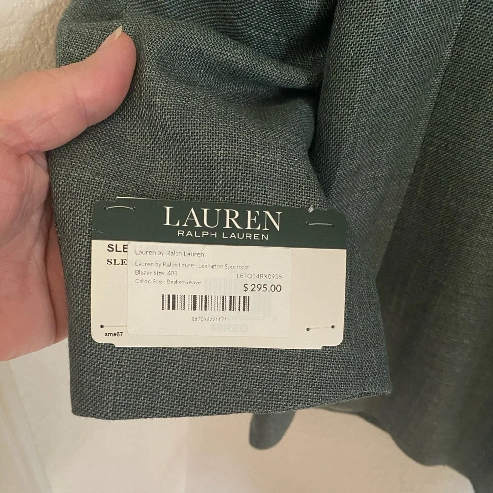 Lauren Ralph Lauren Lexington Sportcoat, Sage Basketweave, Classic Fit, Size 40R